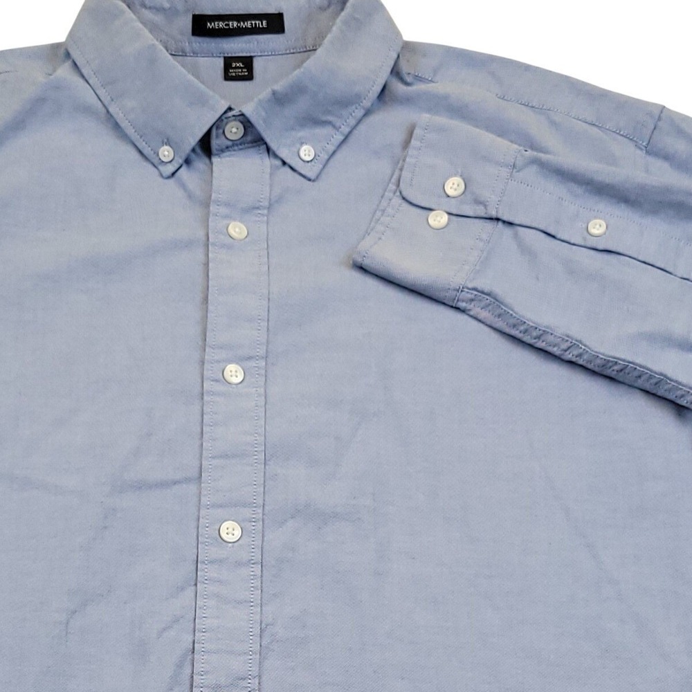 Mercer Mettle Mens 2XL Light Blue Long Sleeve Button Down Oxford Shirt